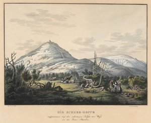 Die Schneekoppe tomada en la Schwarze Koppe en el camino de los GrenzBauden de Carl Mattis